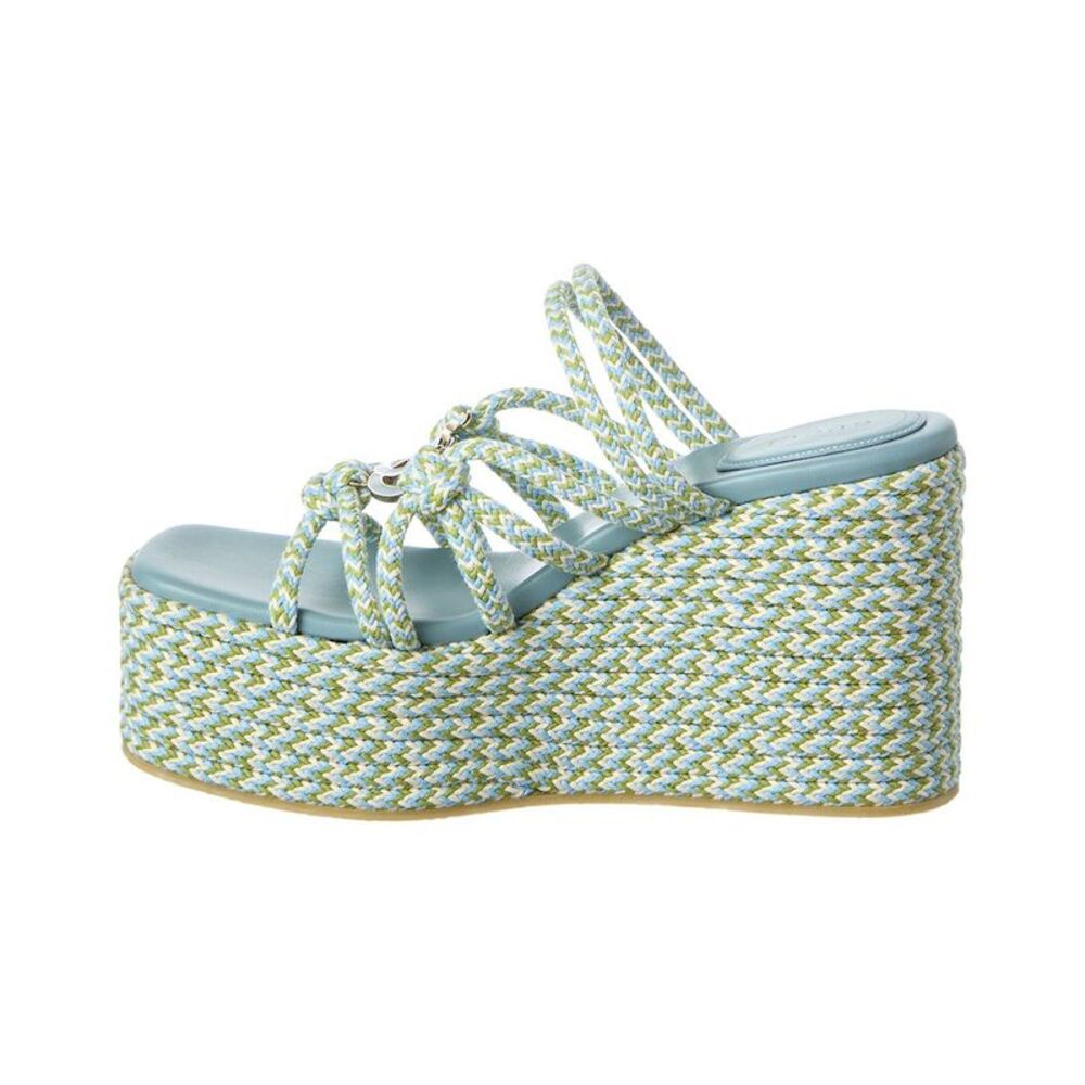 Gucci Interlocking G Rope Wedge Sandal, Blue - Picture 2 of 5